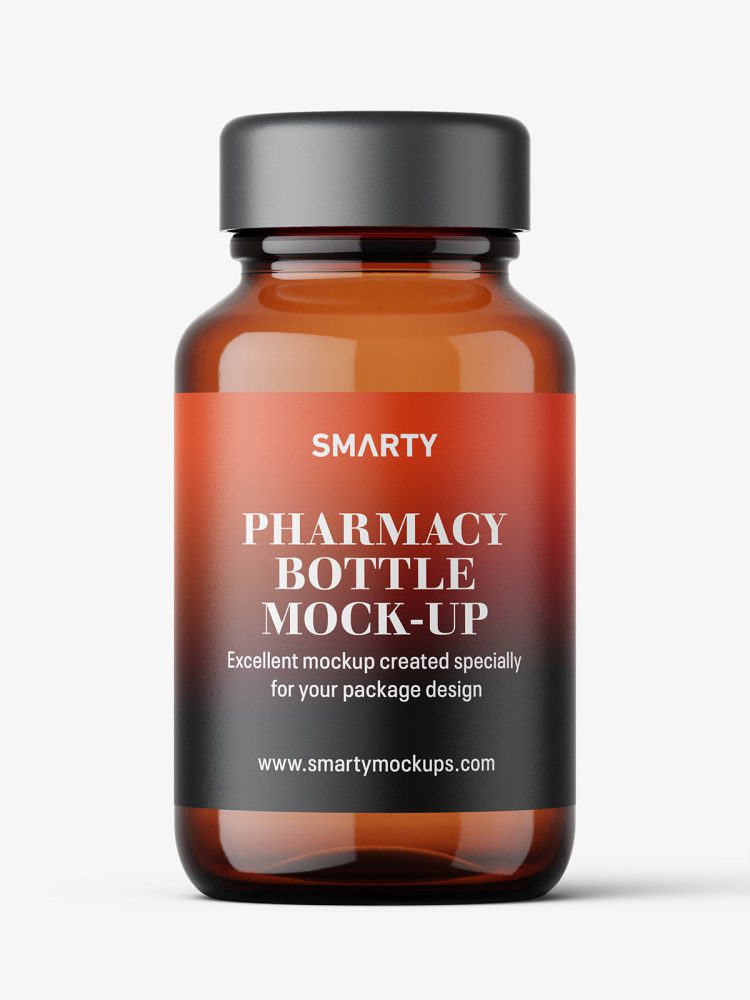Pharmaceutical jar mockup / 100ml / amber