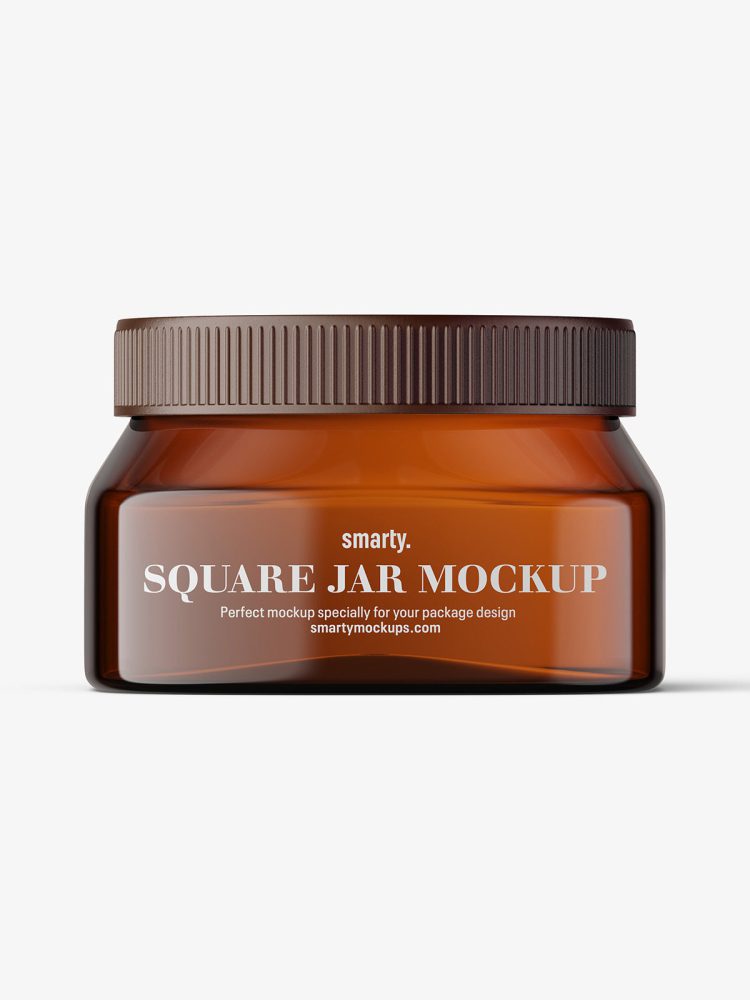 Amber square base jar mockup / 6oz