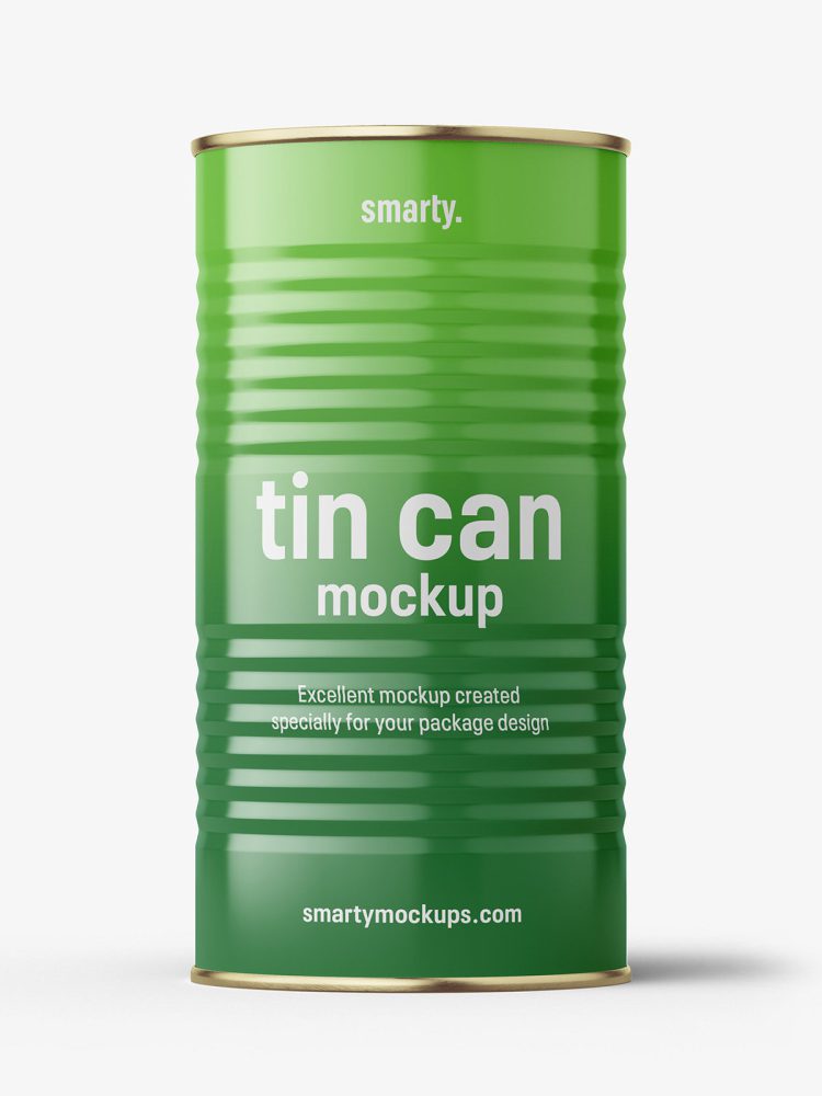 Glossy tin can mockup / 840 ml