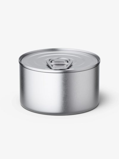 Tin can with label mockup / 95g / top view