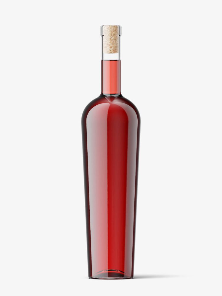 Red wine bottle with and without wax seal