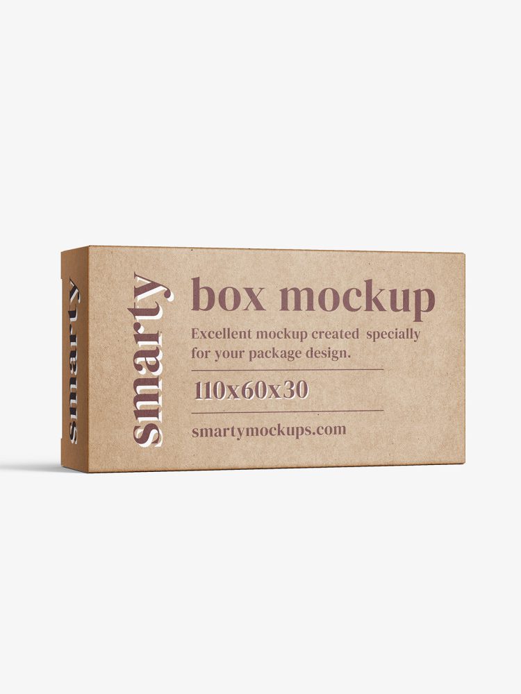 Box mockup / 110x60x30 mm / white - metallic - kraft