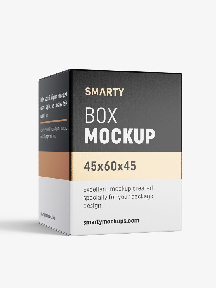 Box mockup / 45x60x45 mm / white - metallic - kraft