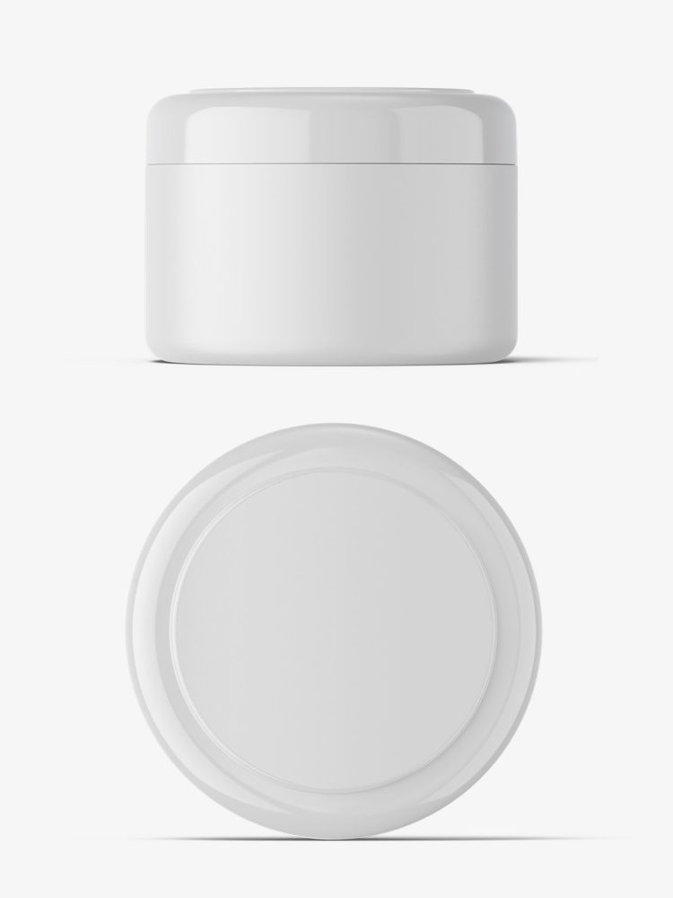 Cosmetic jar mockup / top and front view