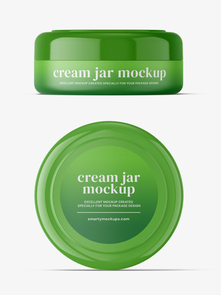Cosmetic jar mockup / top and front view