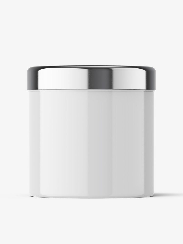 Glossy jar with metallic cap