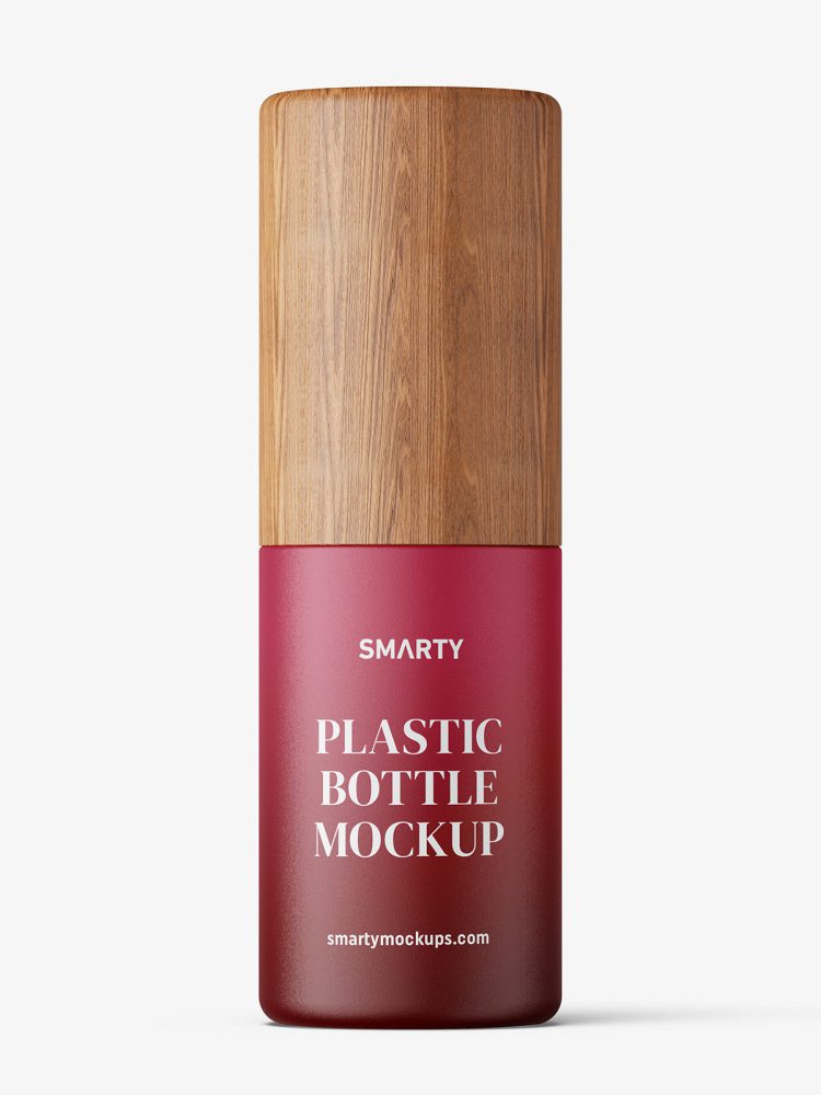 Matt cosmetic bottle with wooden cap