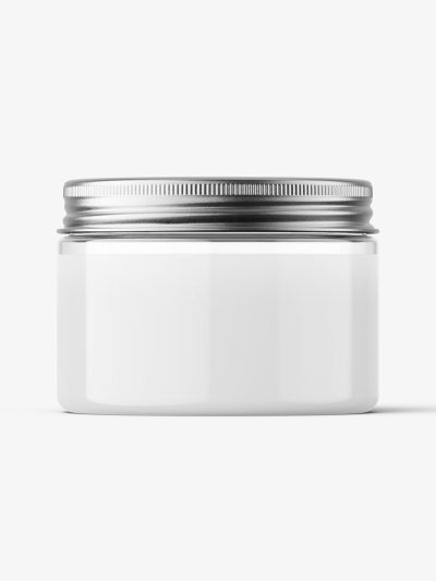 Transparent jar with metallic cap mockup / 150ml