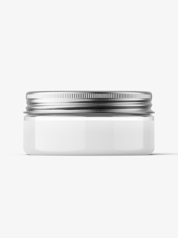 Transparent jar with metallic cap mockup / 75ml