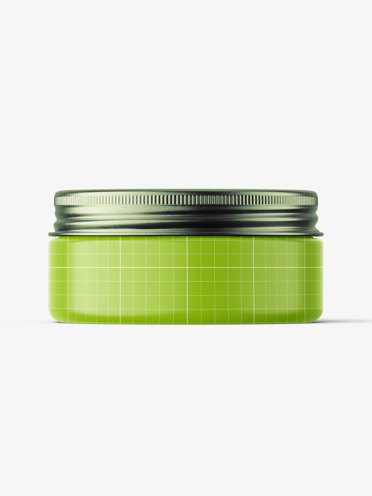 Transparent jar with metallic cap mockup / 75ml