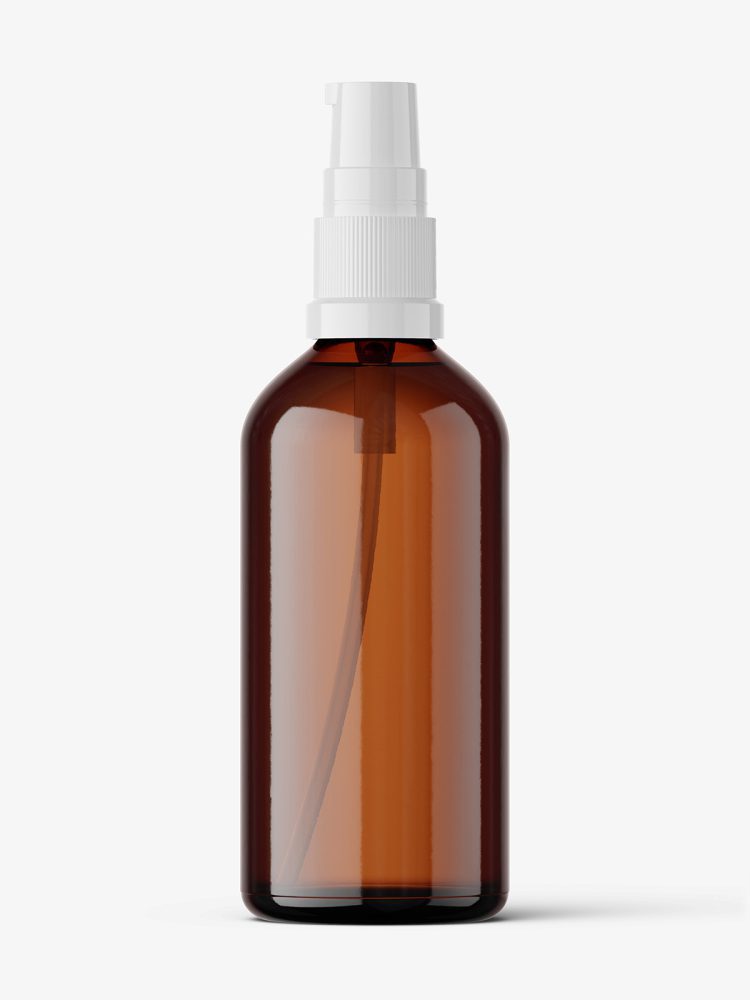 Amber pump bottle mockup / 100 ml