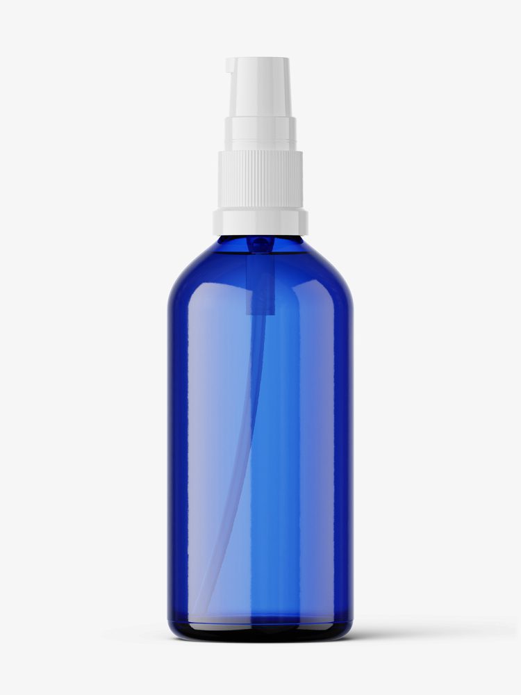 Blue pump bottle mockup / 100 ml