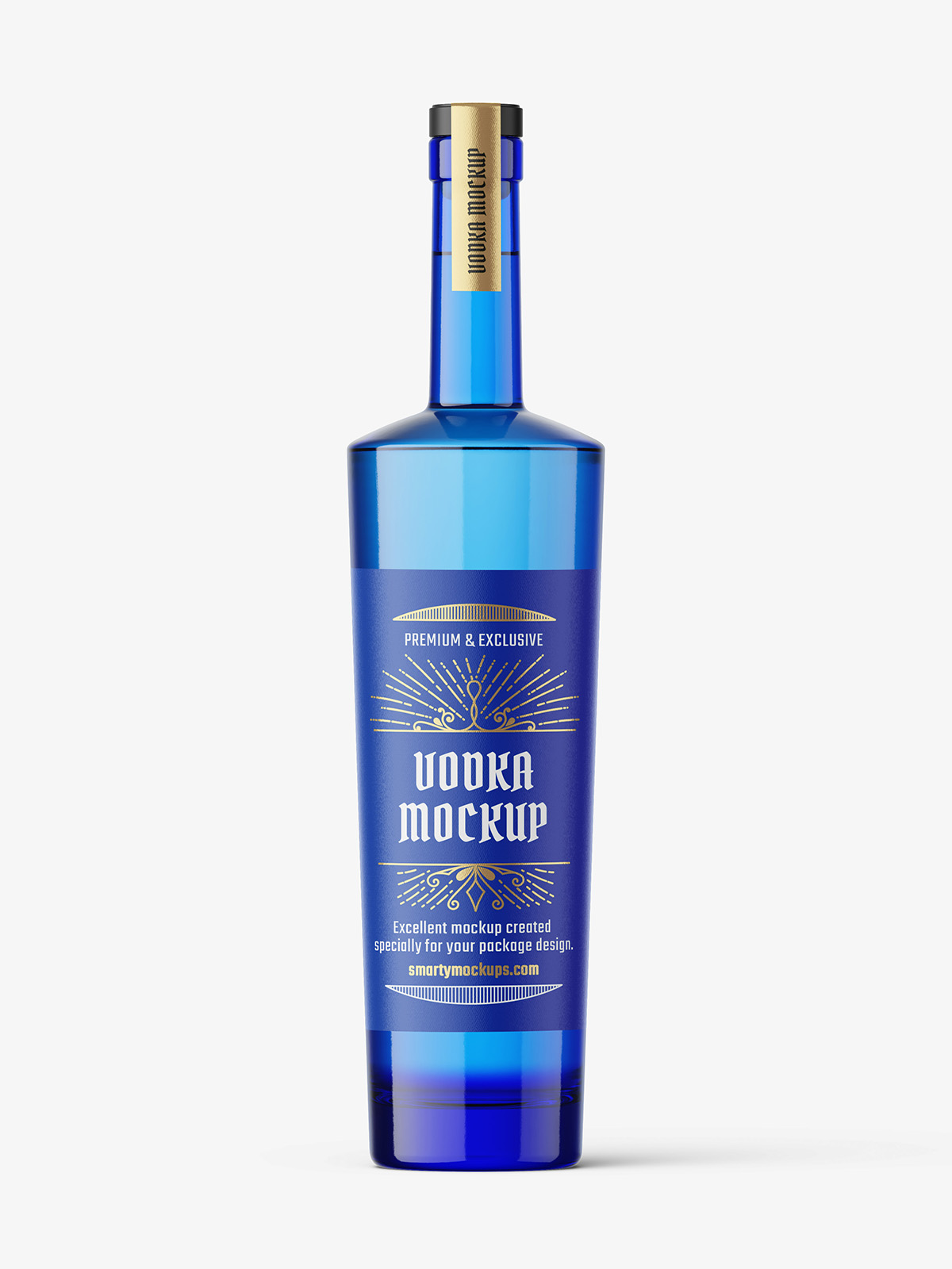 Blue gin bottle mockup - Smarty Mockups