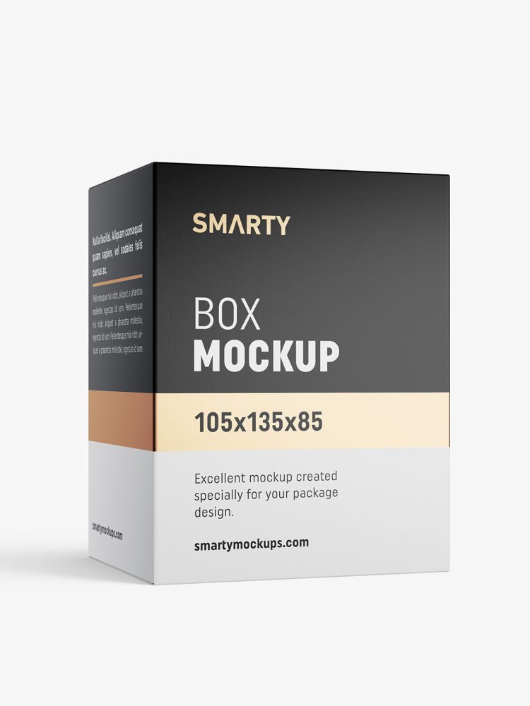 Box mockup / 105x135x85 mm / white - metallic - kraft