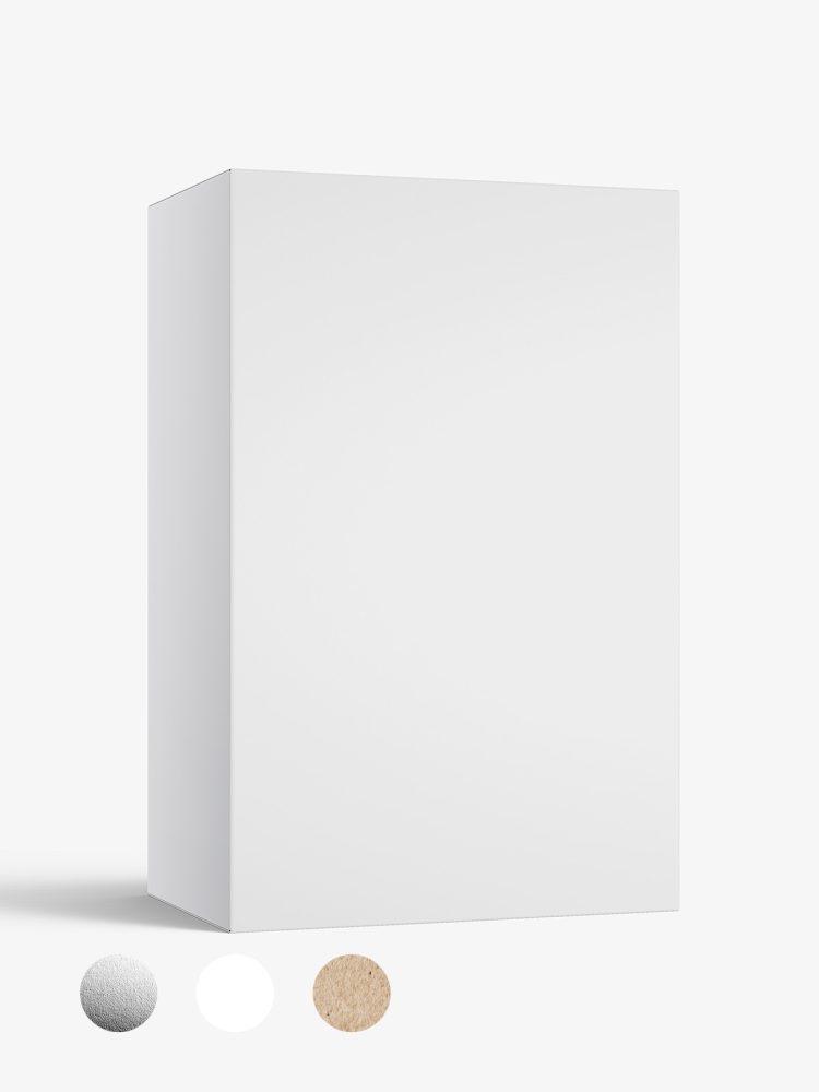 Box mockup / 130x200x85 mm / white - metallic - kraft