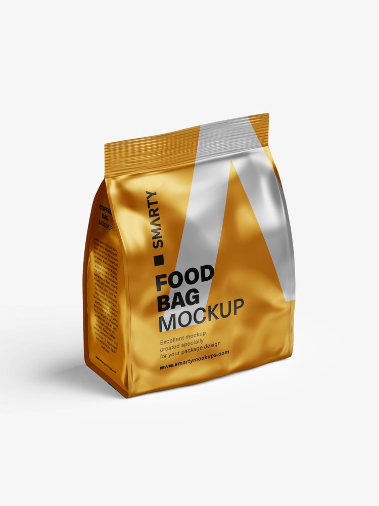 Metallic food bag mockup