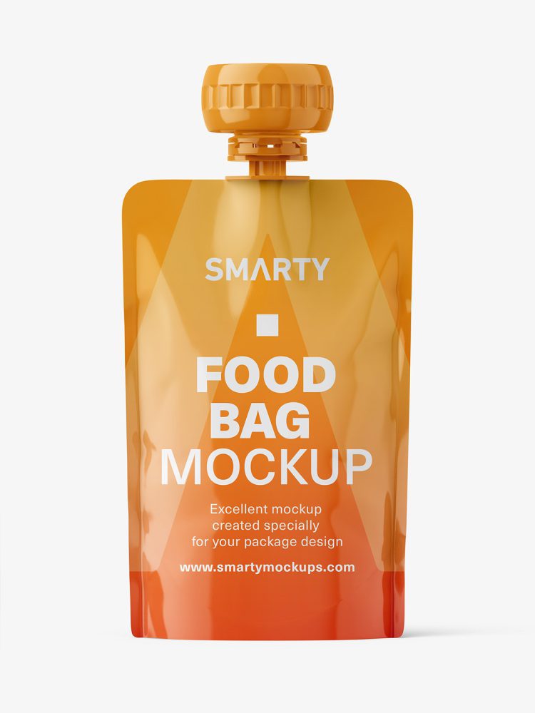 Glossy food pouch mockup