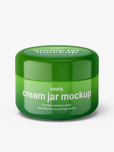 Download Cosmetic plastic cream jar mockup / glossy - Smarty Mockups