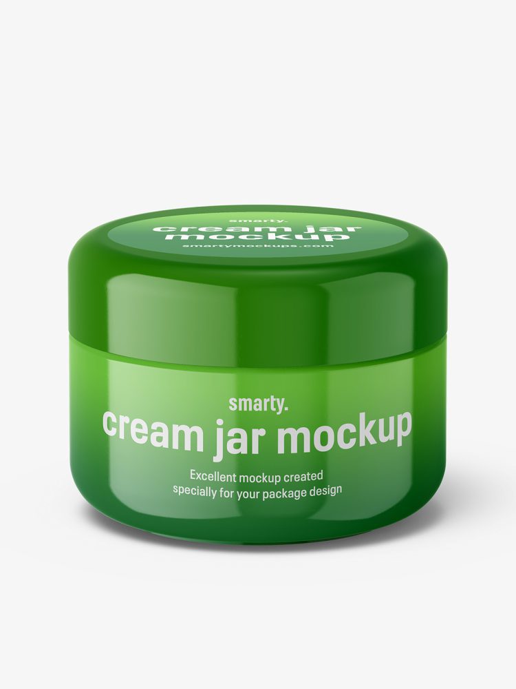 Cosmetic plastic cream jar mockup / glossy