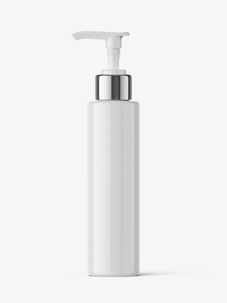 Bottle with pump mockup / glossy