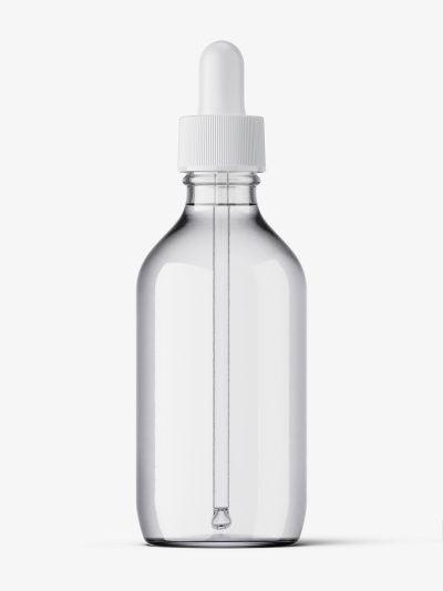 Transparent winchester dropper bottle mockup / 150 ml