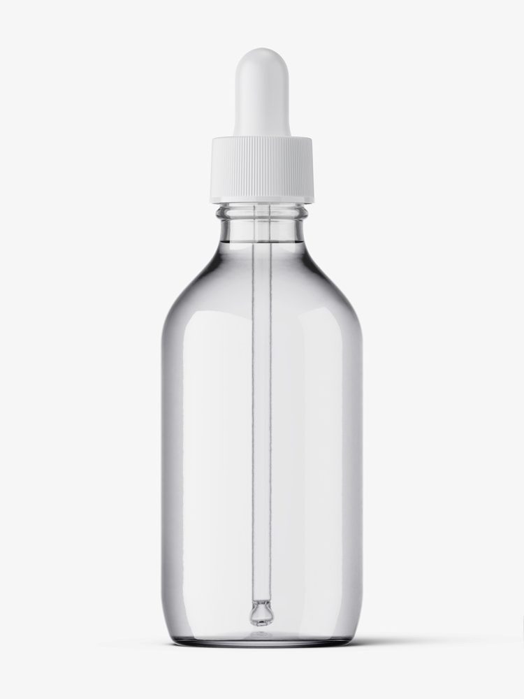 Transparent winchester dropper bottle mockup / 150 ml