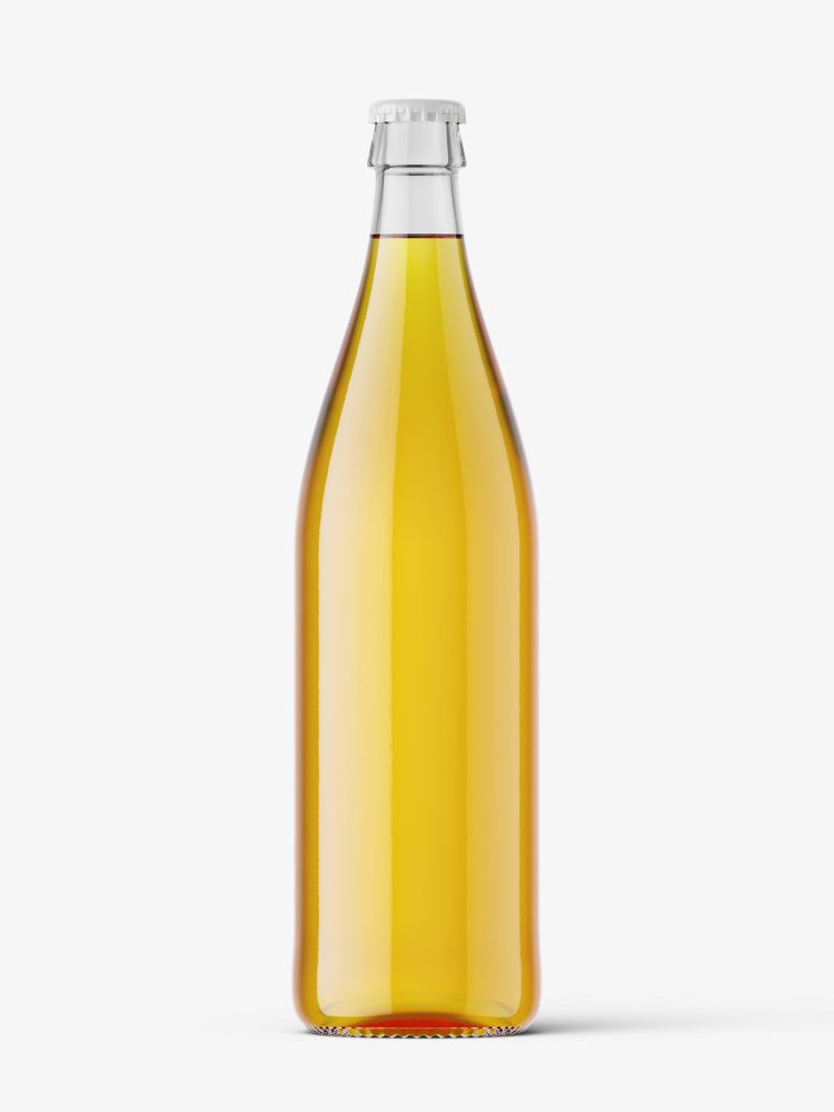 Transparent beer bottle mockup