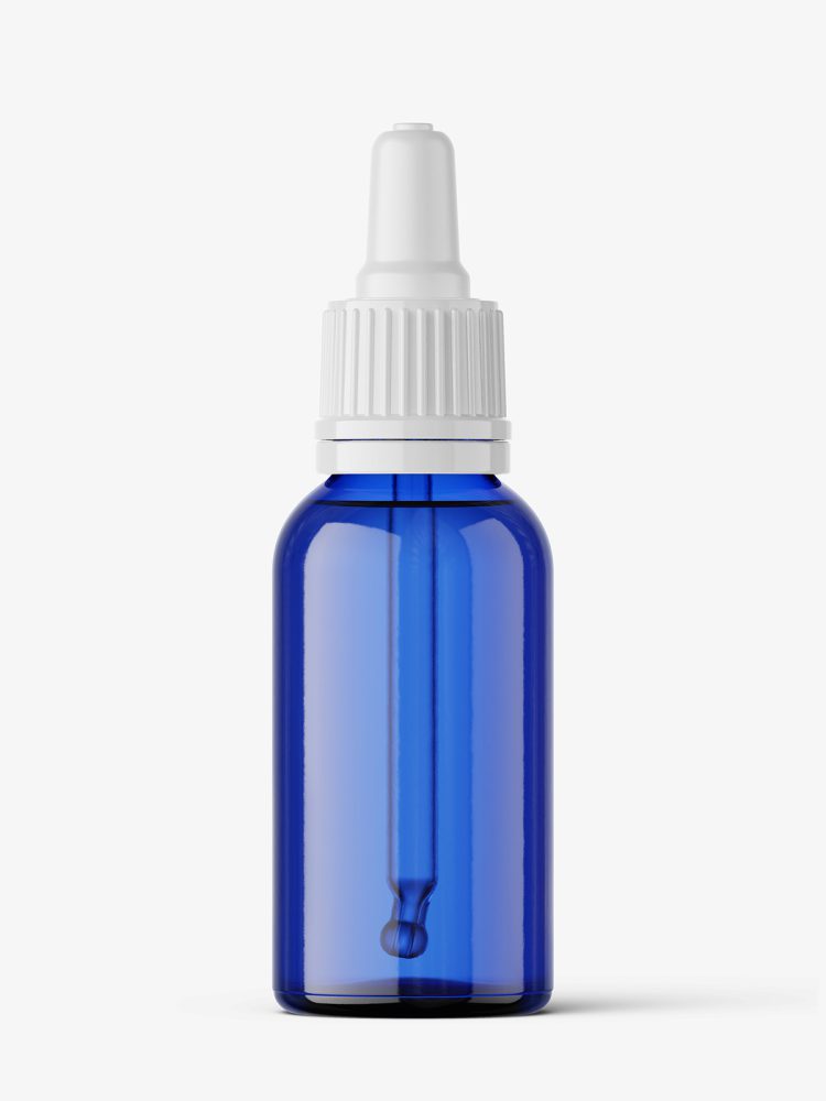 Blue dropper bottle mockup / 30 ml