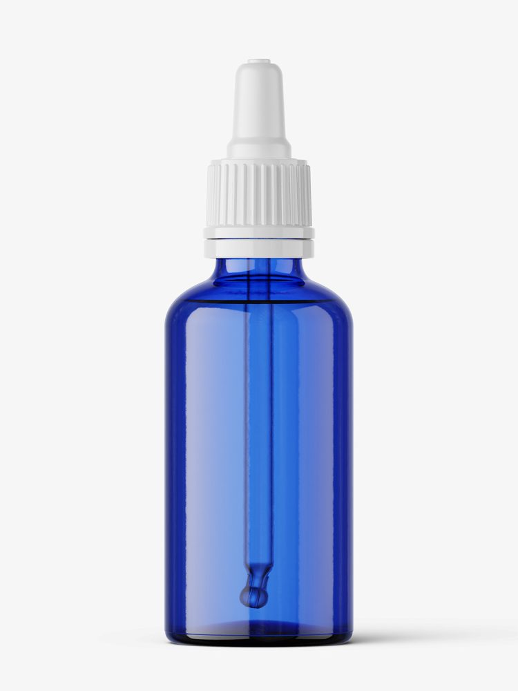 Blue dropper bottle mockup / 50 ml