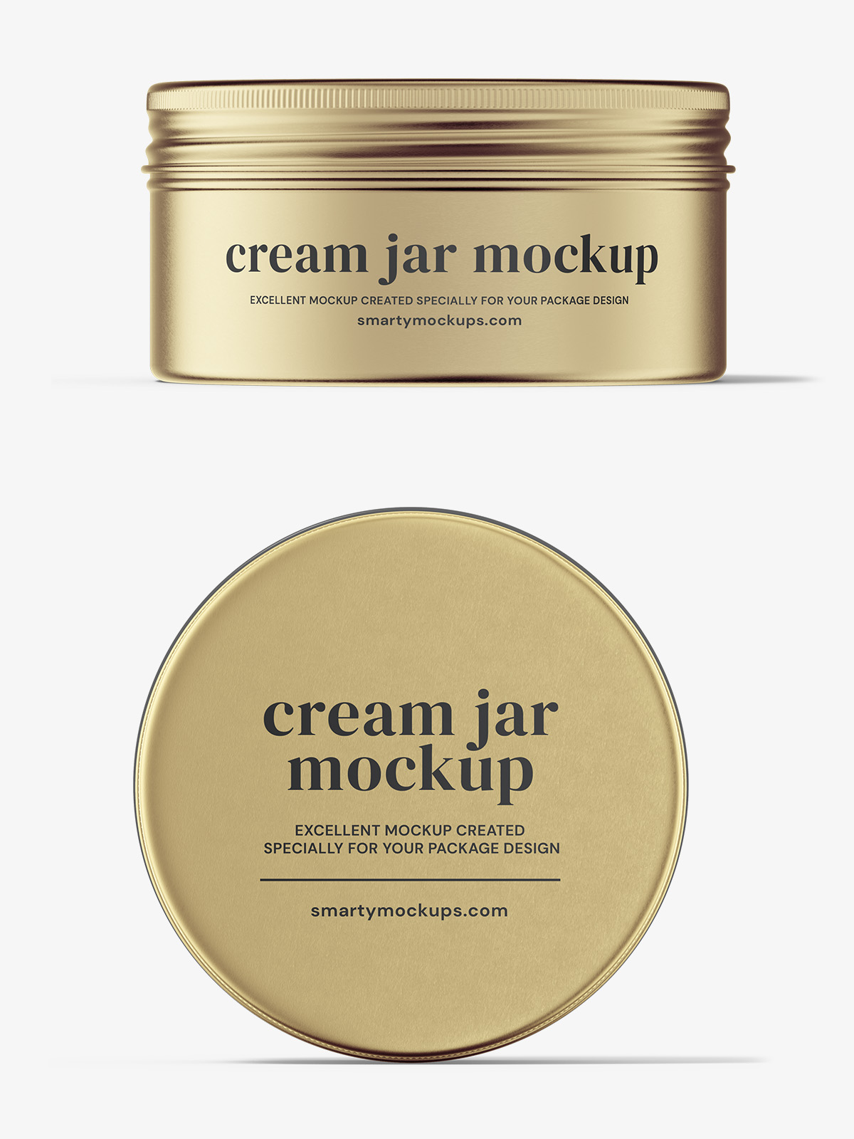 Download Metallic tin cream jar mockup / top and front view ...