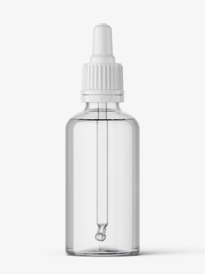 Transparent dropper bottle mockup / 30 ml