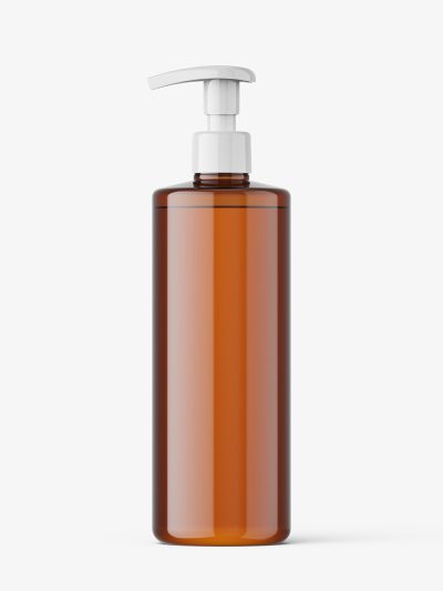 Bottle with pump mockup / amber