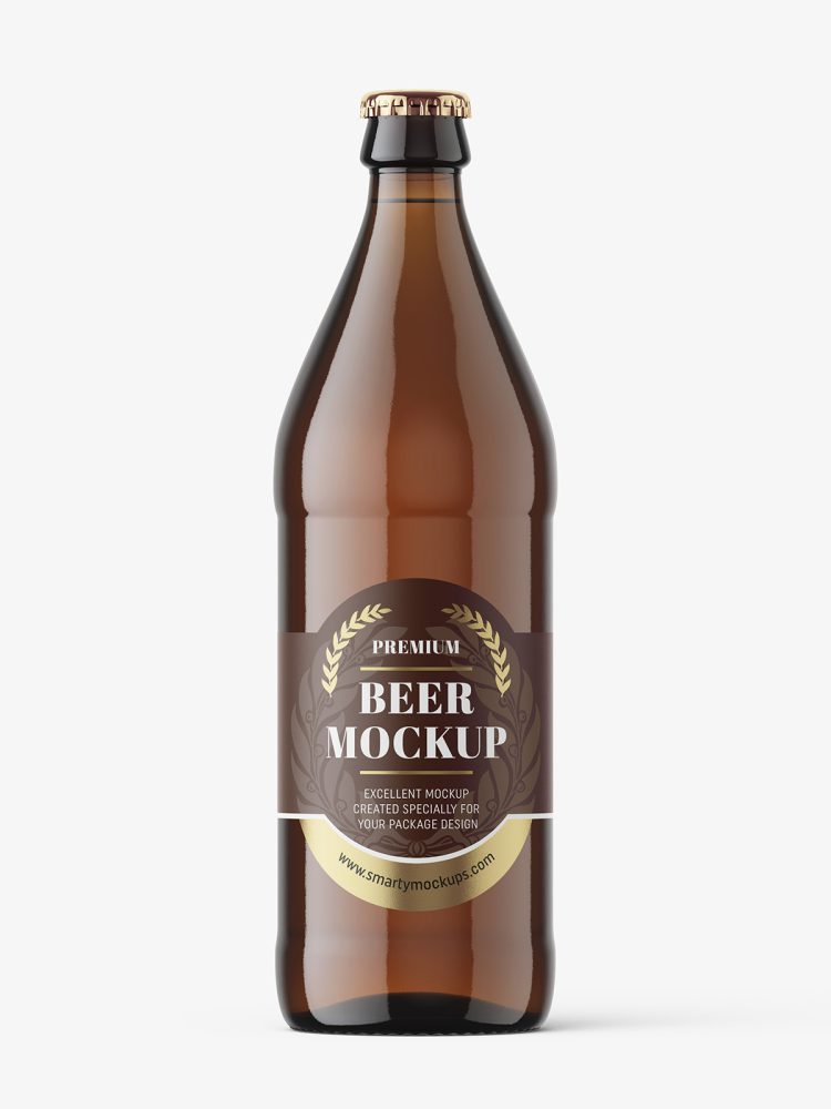 Amber beer bottle mockup