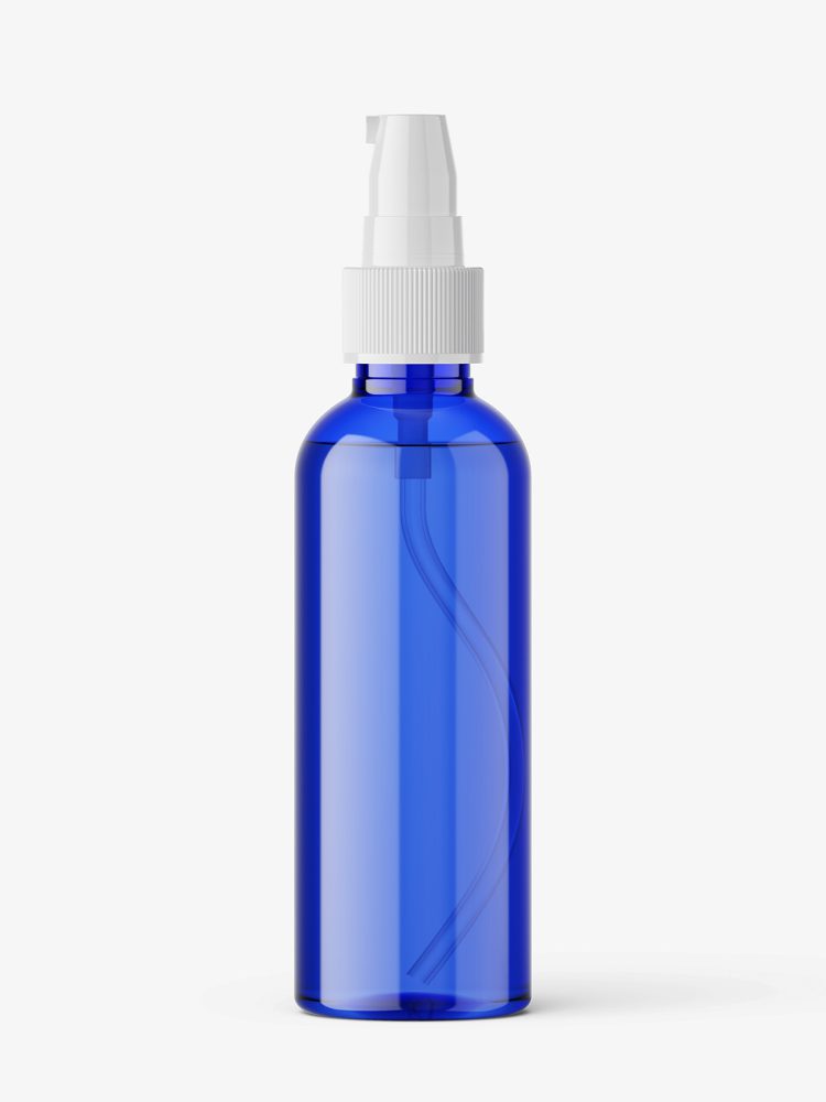 Blue lotion pump bottle mockup