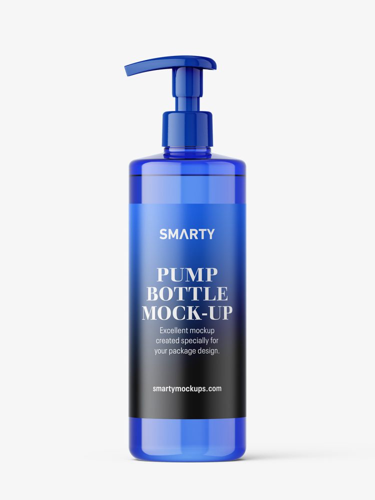 Bottle with pump mockup / blue