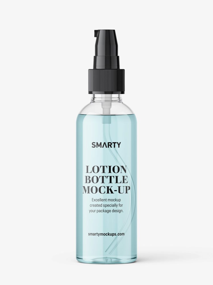 Transparent lotion pump bottle mockup - Smarty Mockups