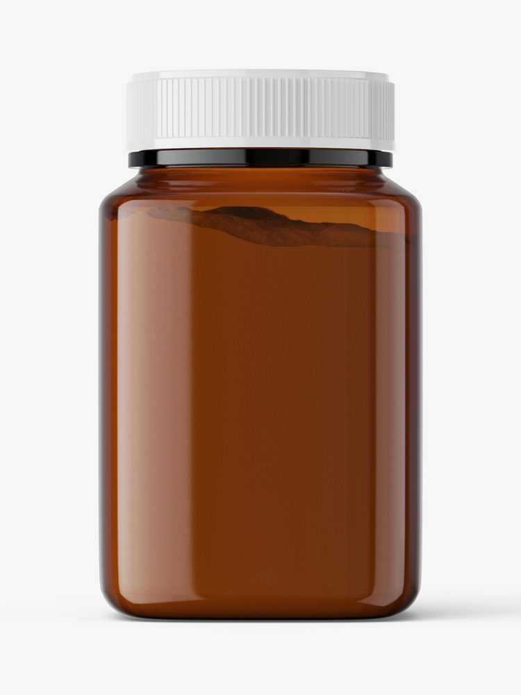 Square jar with powder mockup / amber