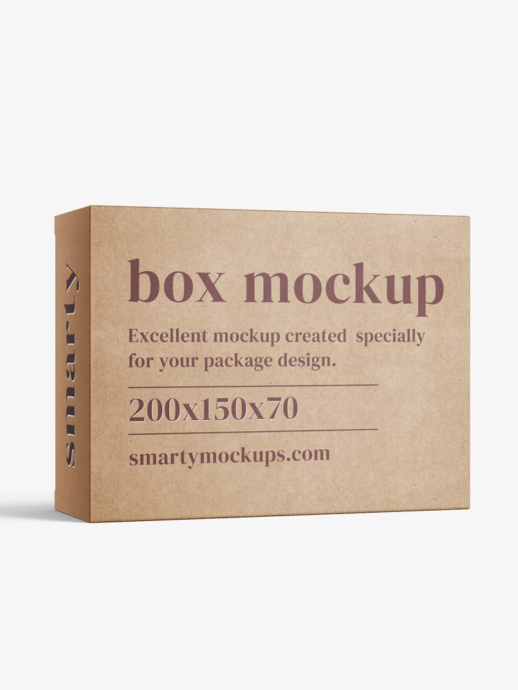 Box mockup / 200x50x70 mm / white - metallic - kraft