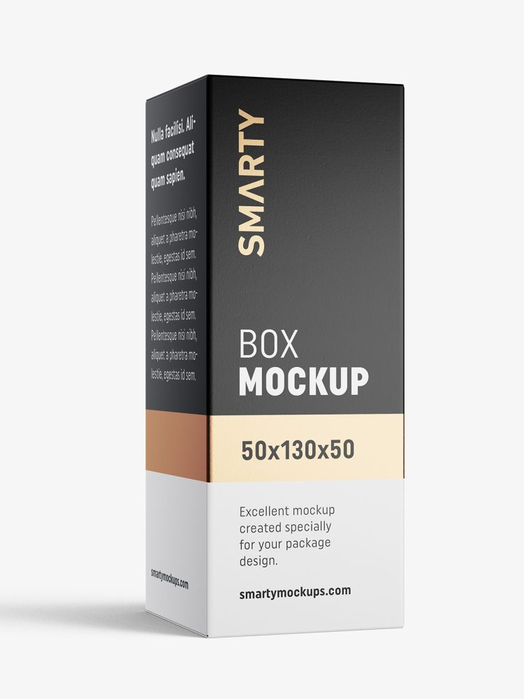 Box mockup / 50x130x50 mm / white - metallic - kraft