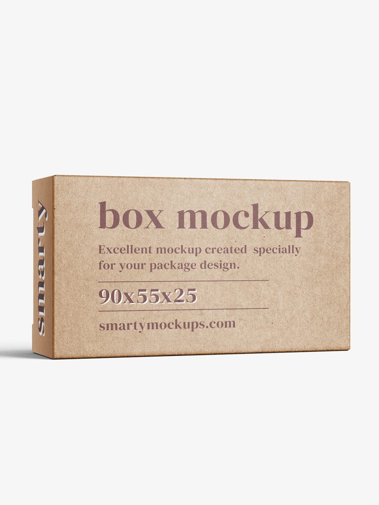 Box mockup / 90x55x25 mm / white - metallic - kraft