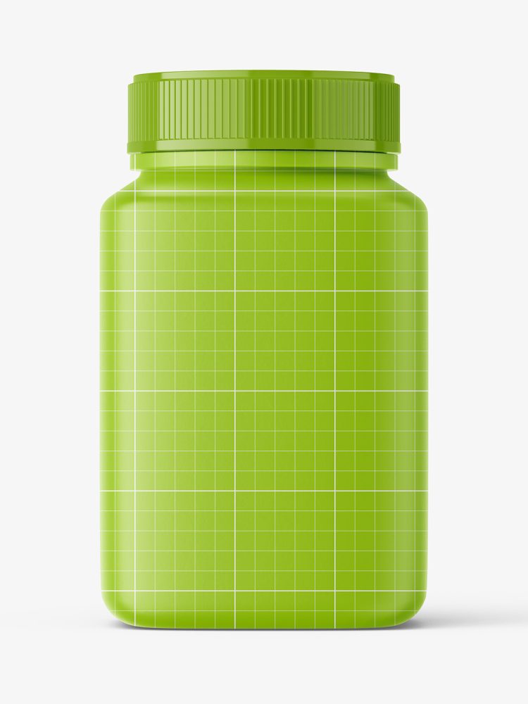 Square jar with capsules mockup