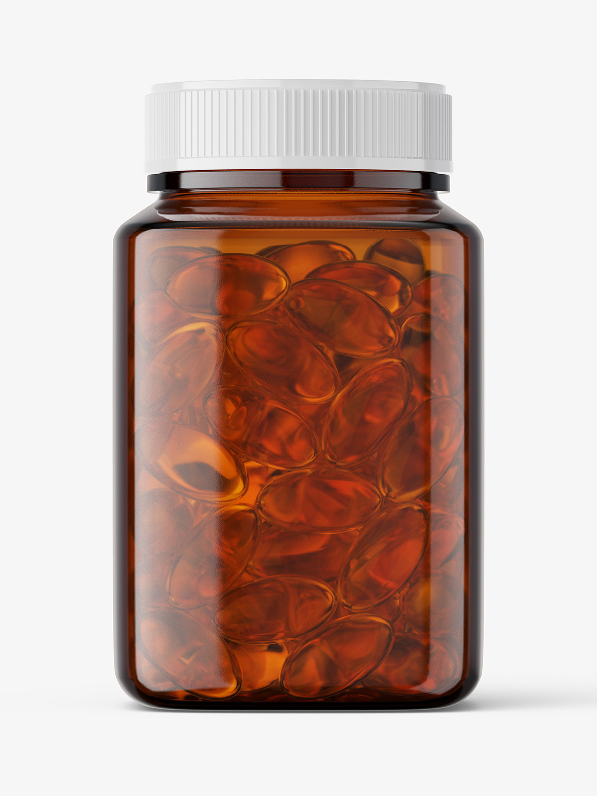 Download Square jar with fish oil capsules mockup / amber - Smarty Mockups