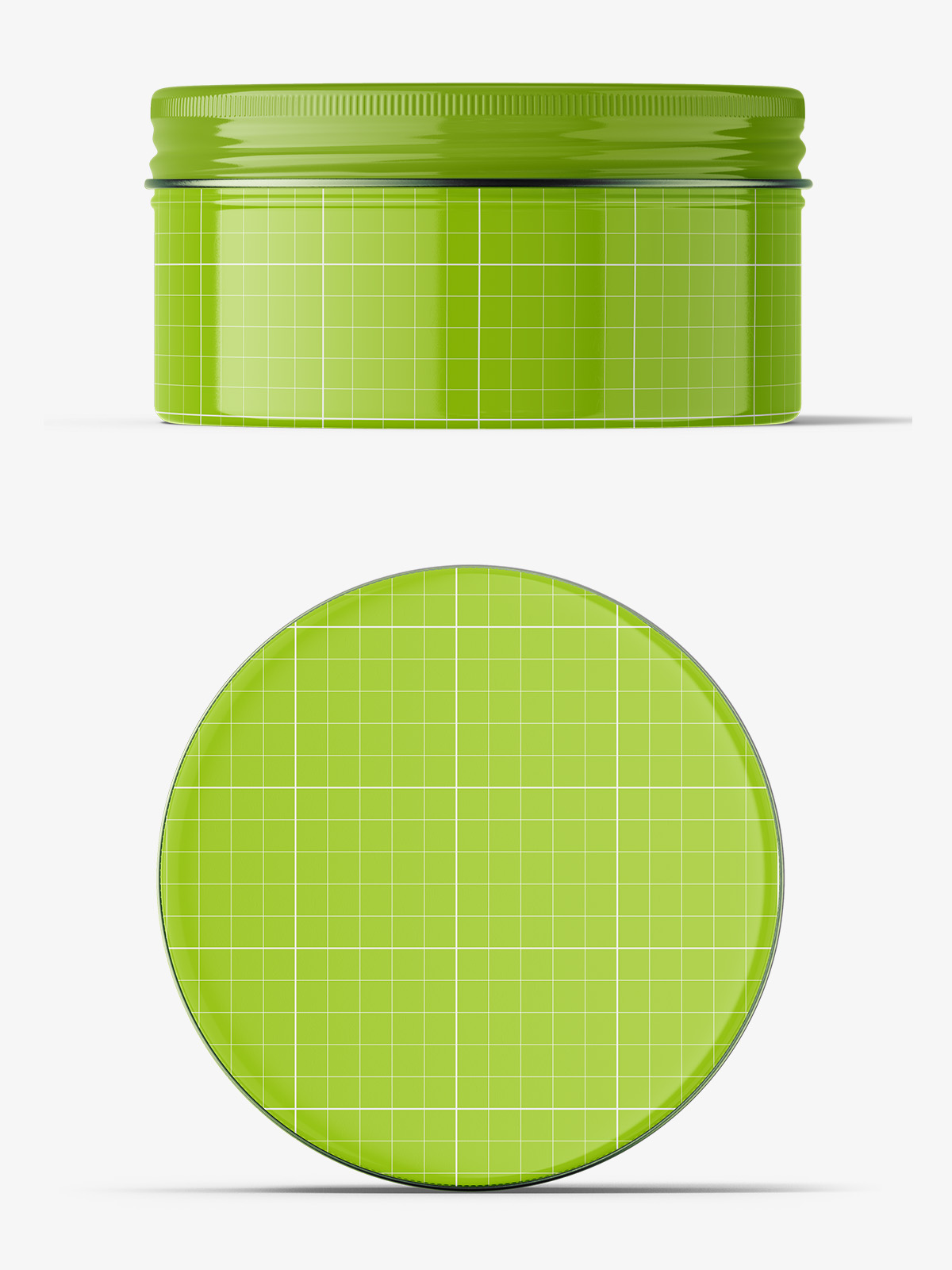 Download Glossy tin cream jar mockup / top and front view - Smarty Mockups