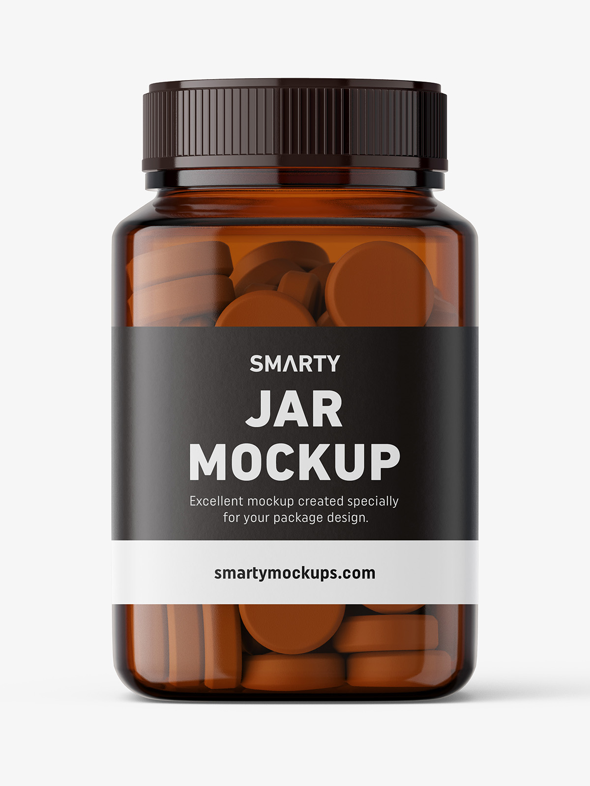 Amber Glass Pills Bottle Mockup - Front View - Free Download