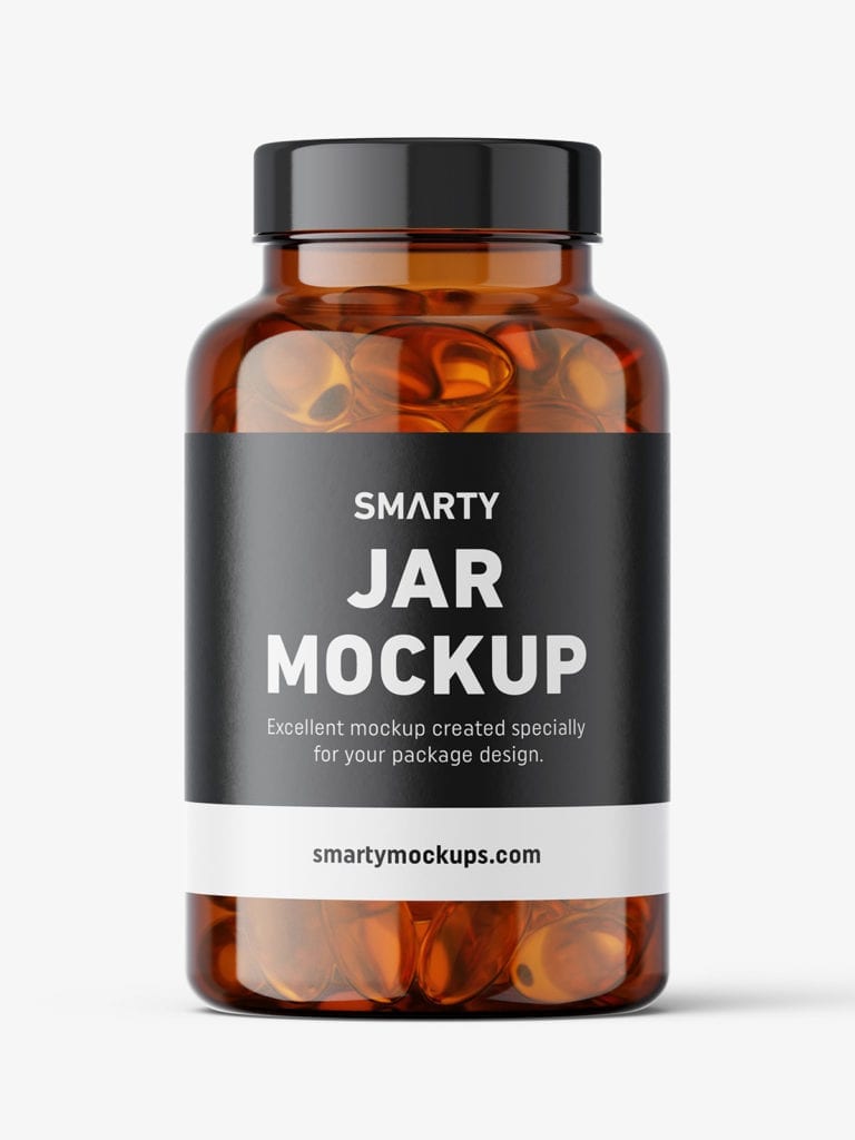 Download Jar with fish oil capsules mockup / amber - Smarty Mockups