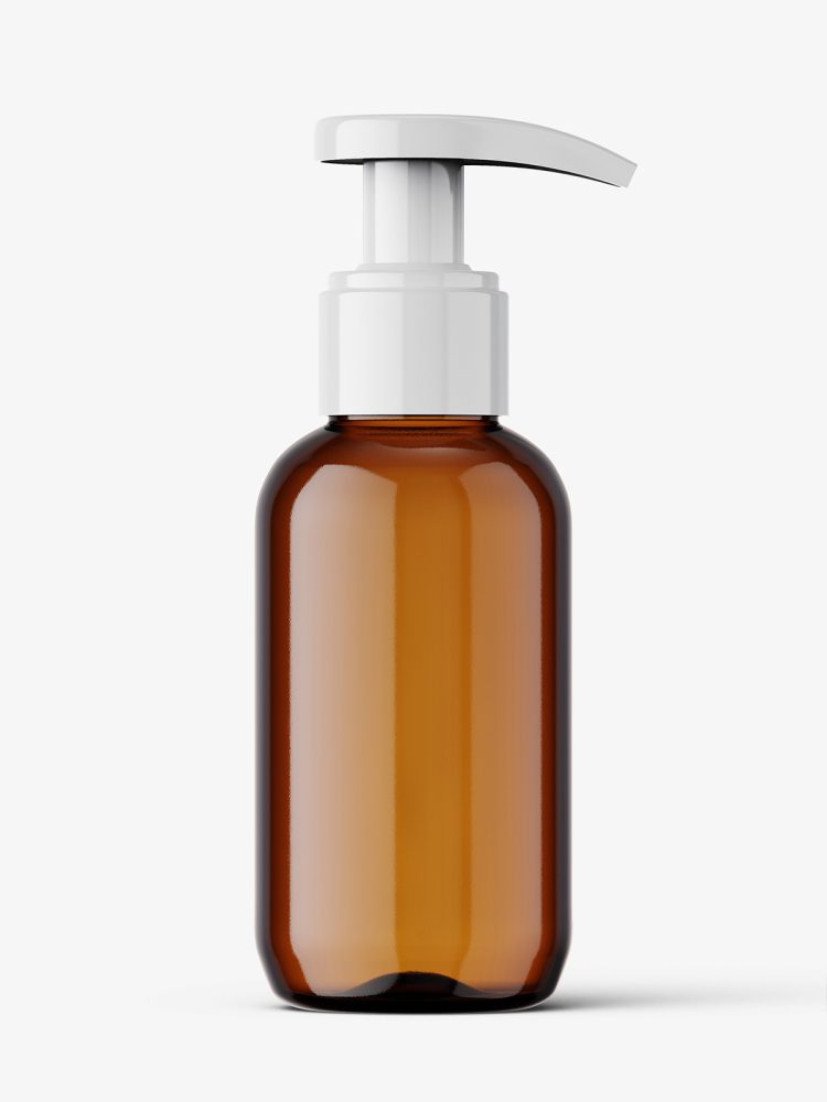 Amber bottle with pump mockup / 100 ml