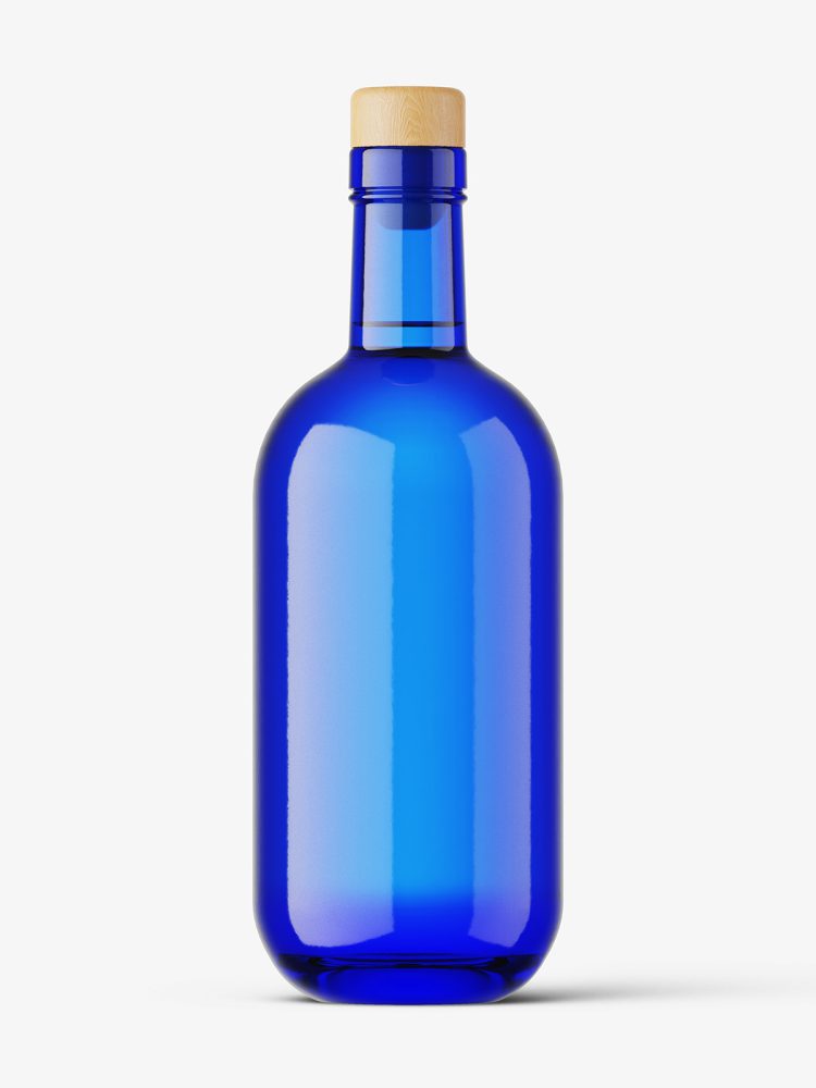 Blue gin bottle mockup