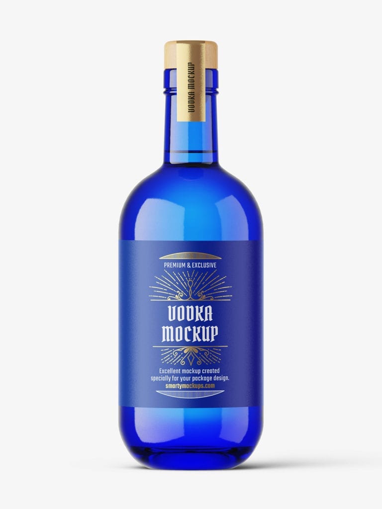 Blue gin bottle mockup - Smarty Mockups