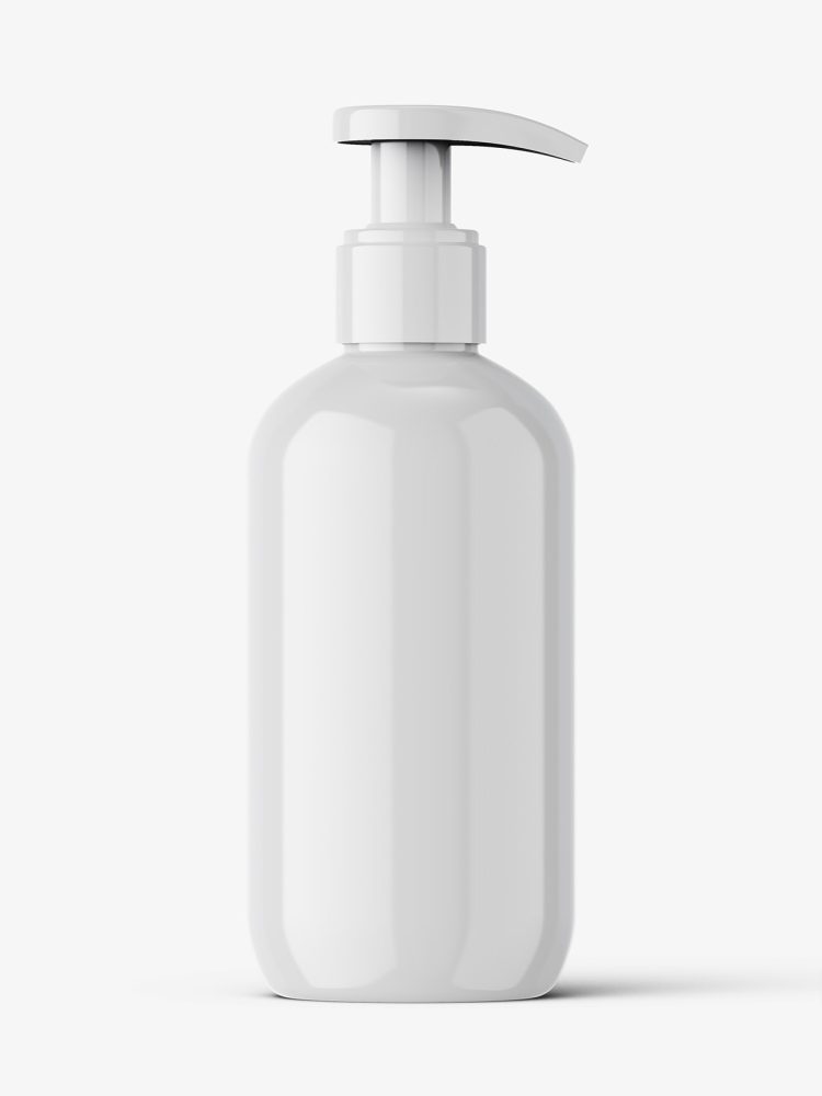 Glossy bottle with pump mockup / 250 ml