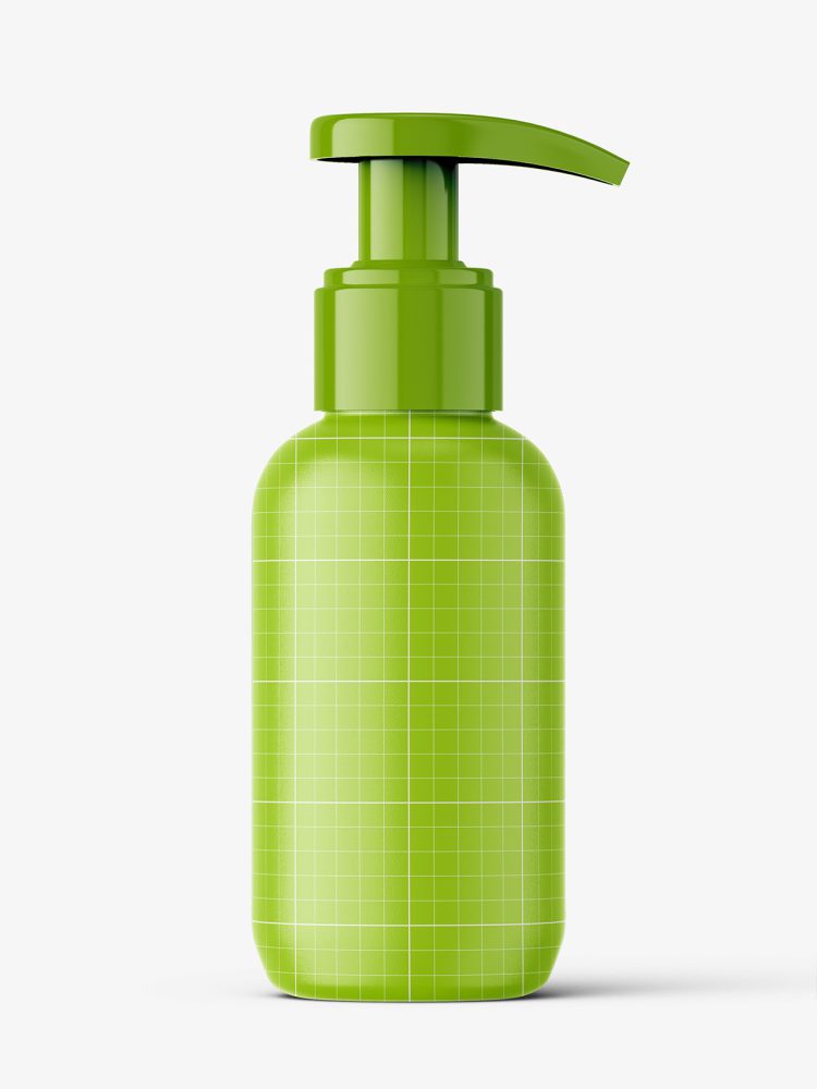 Glossy bottle with pump mockup / 100 ml